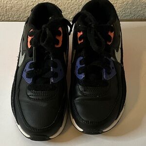 Nike Kids Black Sneakers with Purple and Orange Accents